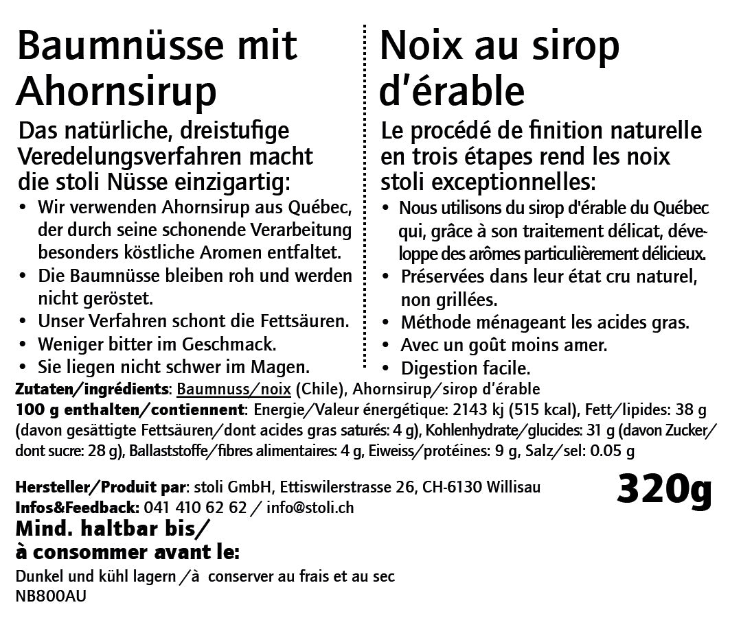 Bocal avec couvercle et Noix au sirop d&#39;érable 320 g