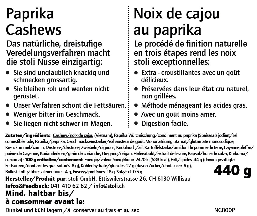 Bocal avec couvercle et noix de cajou au paprika 440 g