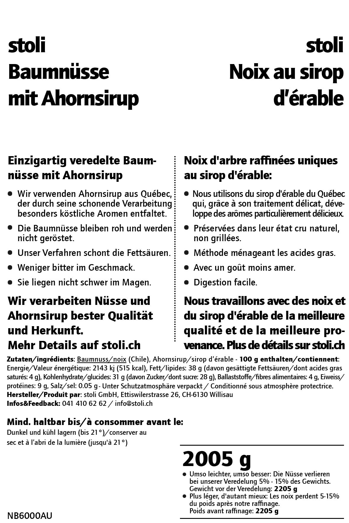 Baumnuss/Walnuss mit Ahornsirup 2005 g