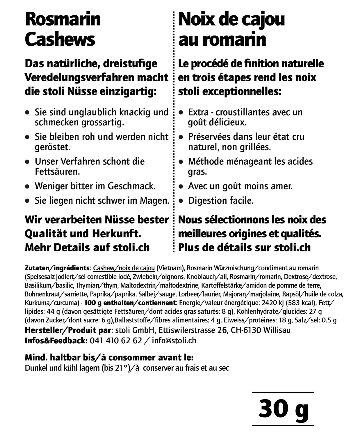 Rosmarin-Cashews 10 Tagesrationen zu je 30 g