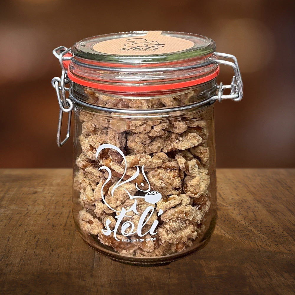 Drahtbügelglas mit Baumnüssen mit Ahornsirup 320 g