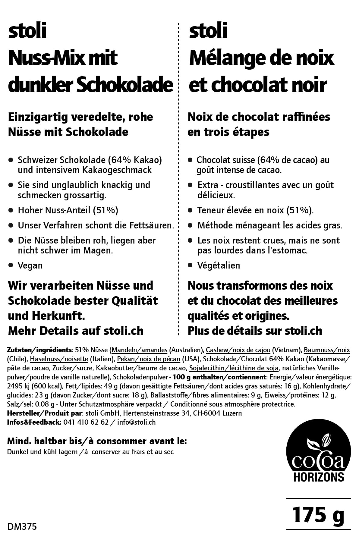 Nuss-Mix mit dunkler Schokolade 175 g