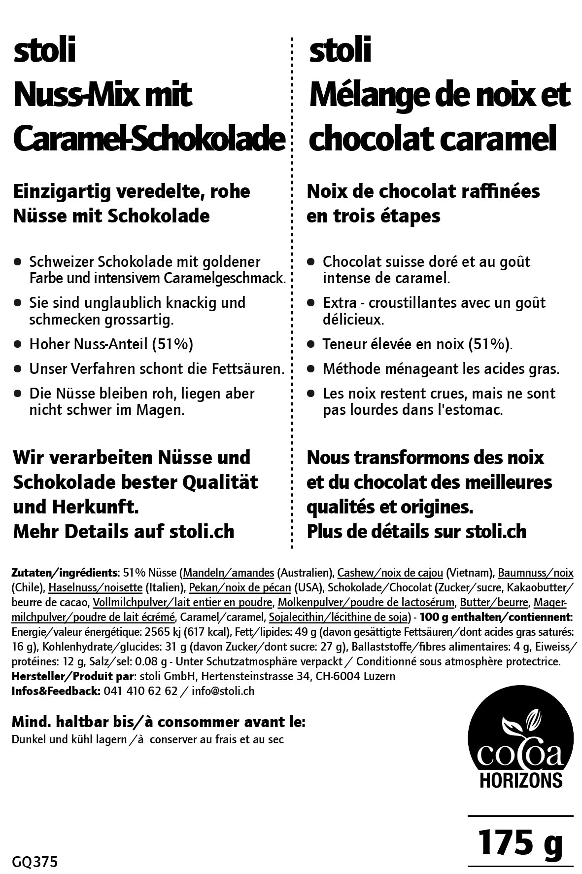 Nuss-Mix mit Caramel-Schokolade 175 g