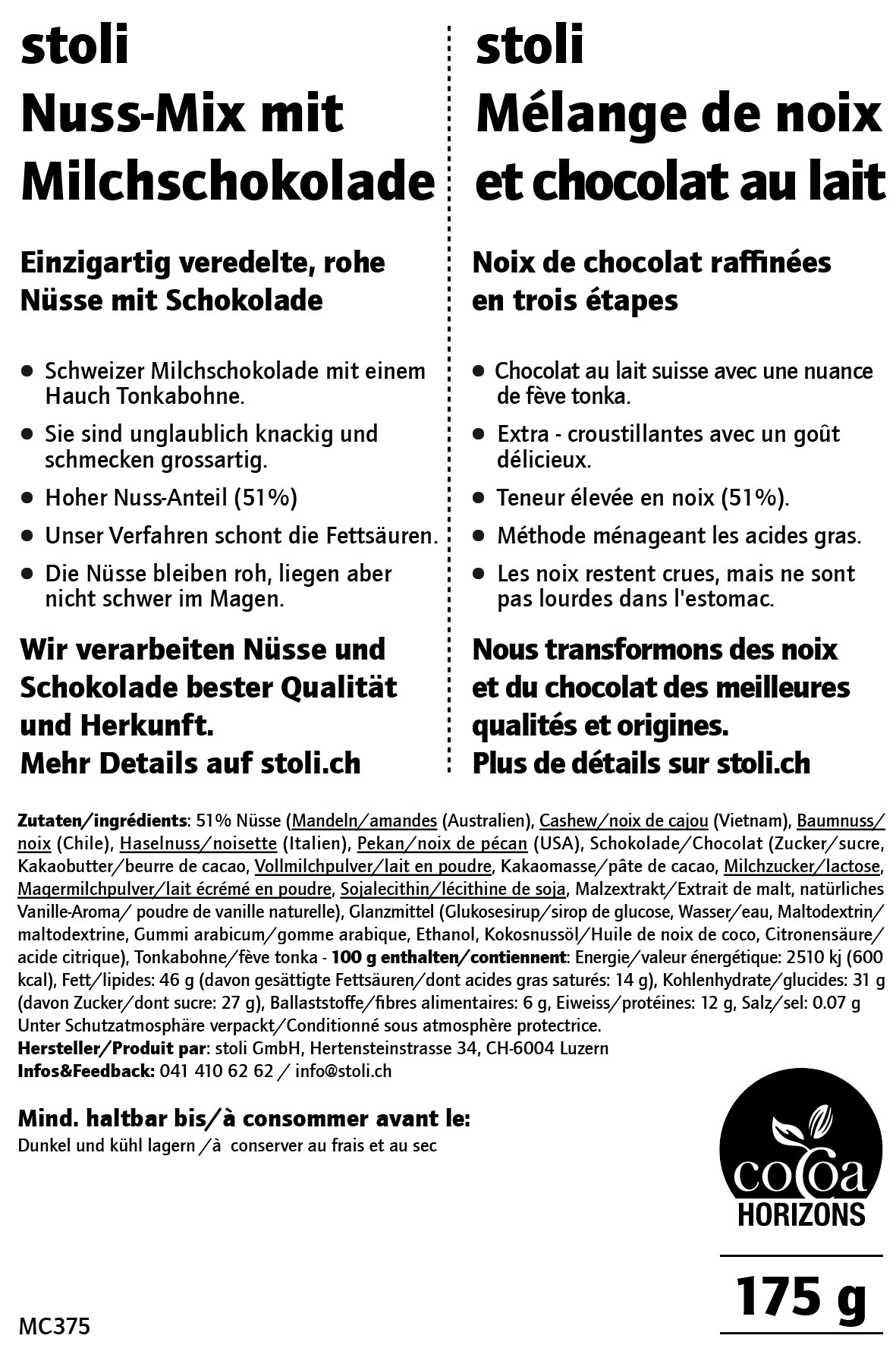 Nuss-Mix mit  Milchschokolade 175 g