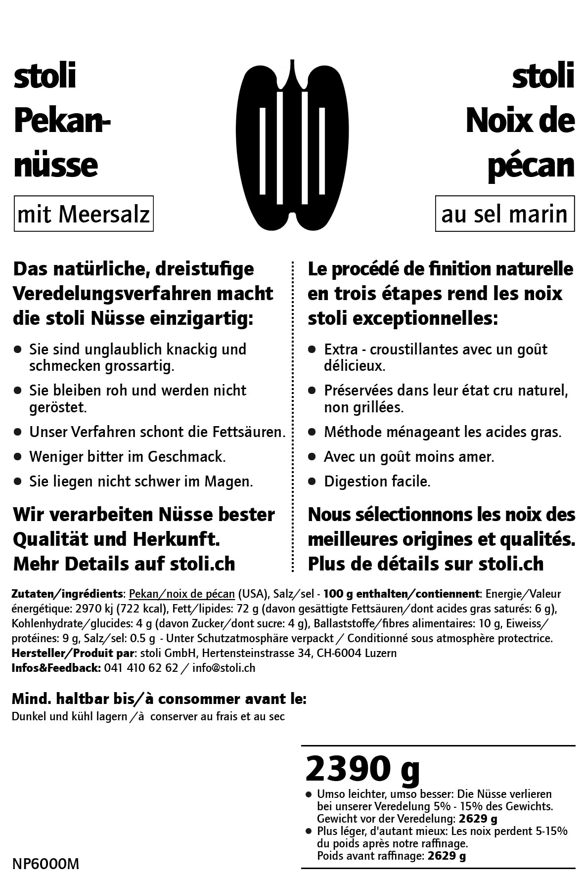 Pekannüsse 2.39 kg mit Meersalz