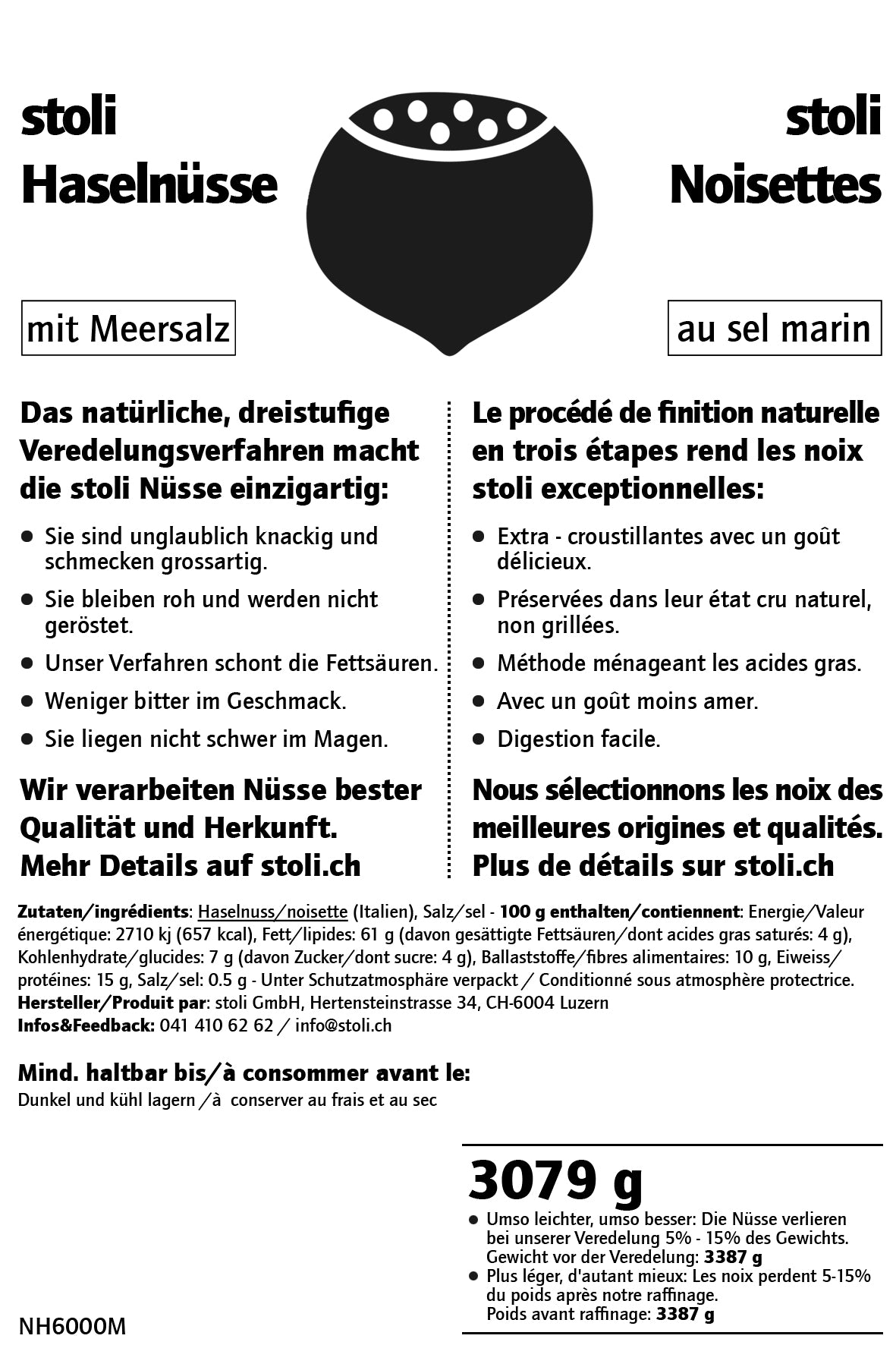 Haselnüsse 3.079 kg mit Meersalz