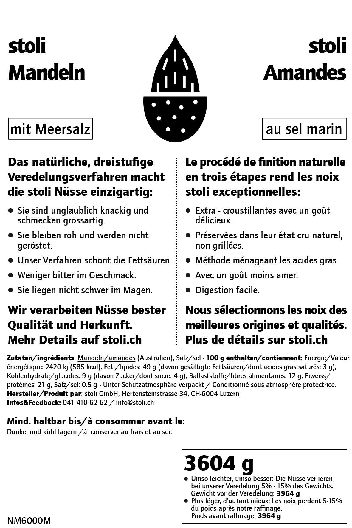 Mandeln 3.604 kg mit Meersalz