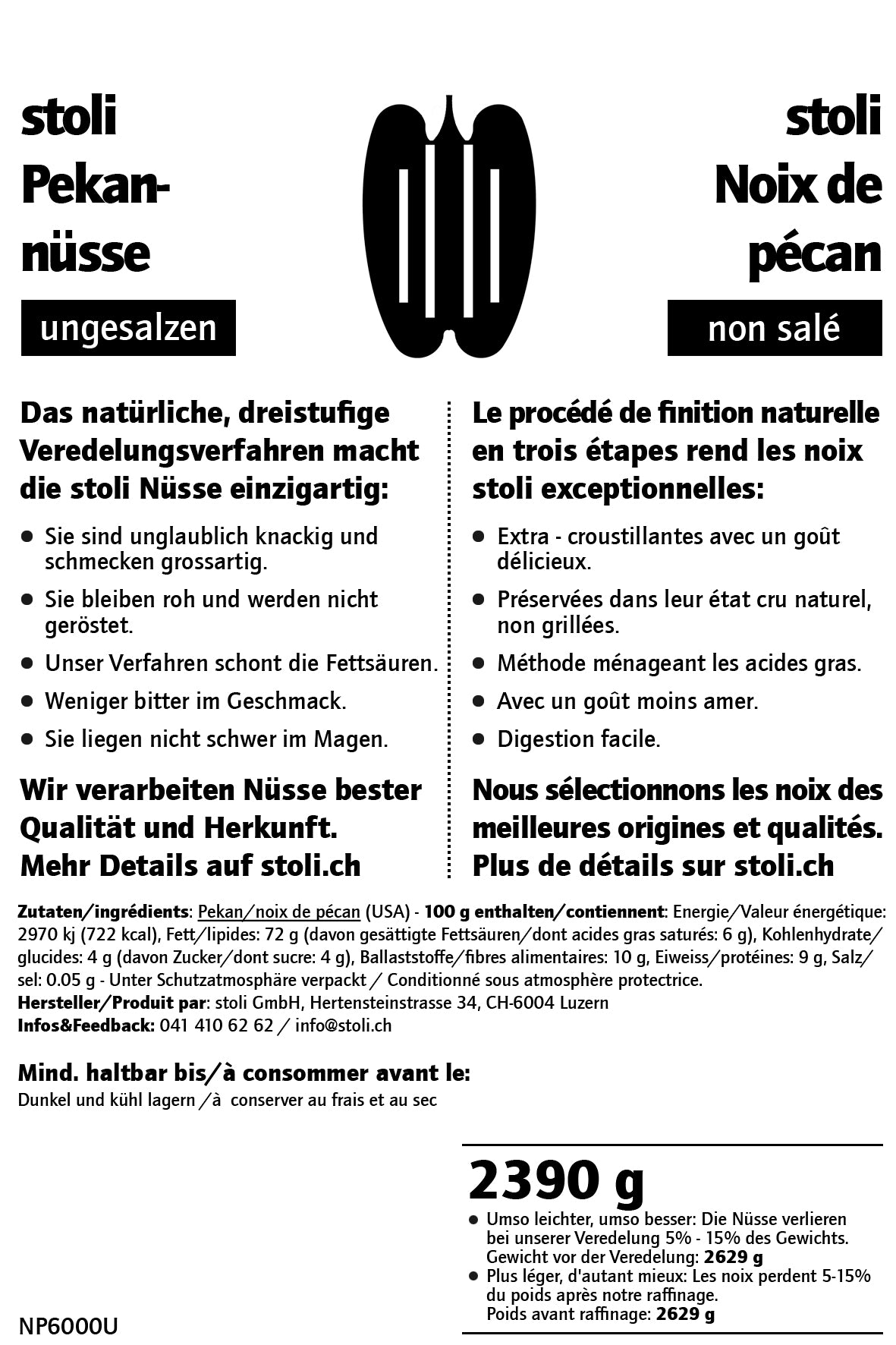 Pekannüsse 2.39 kg ungesalzen