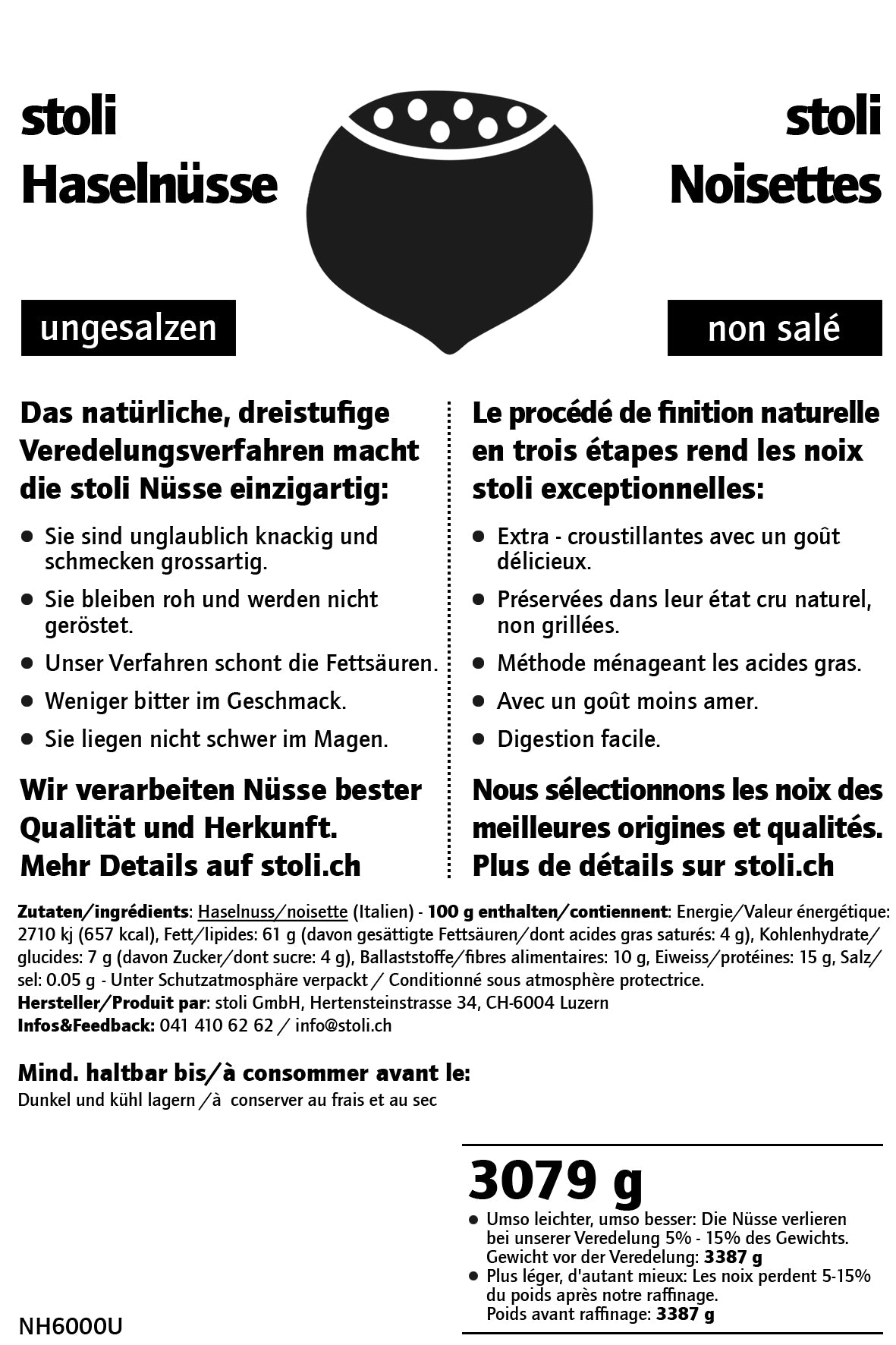 Haselnüsse 3.079 kg ungesalzen