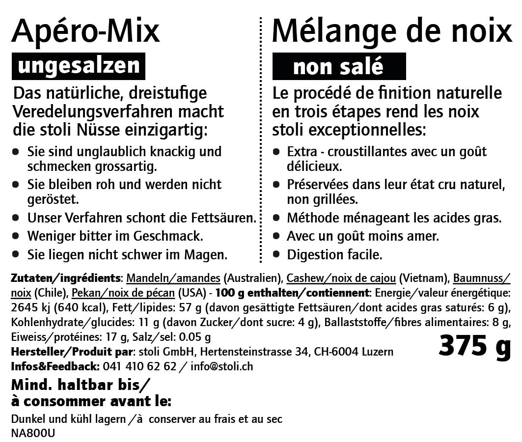 Drahtbügelglas mit Apéro-Mix ungesalzen 375 g