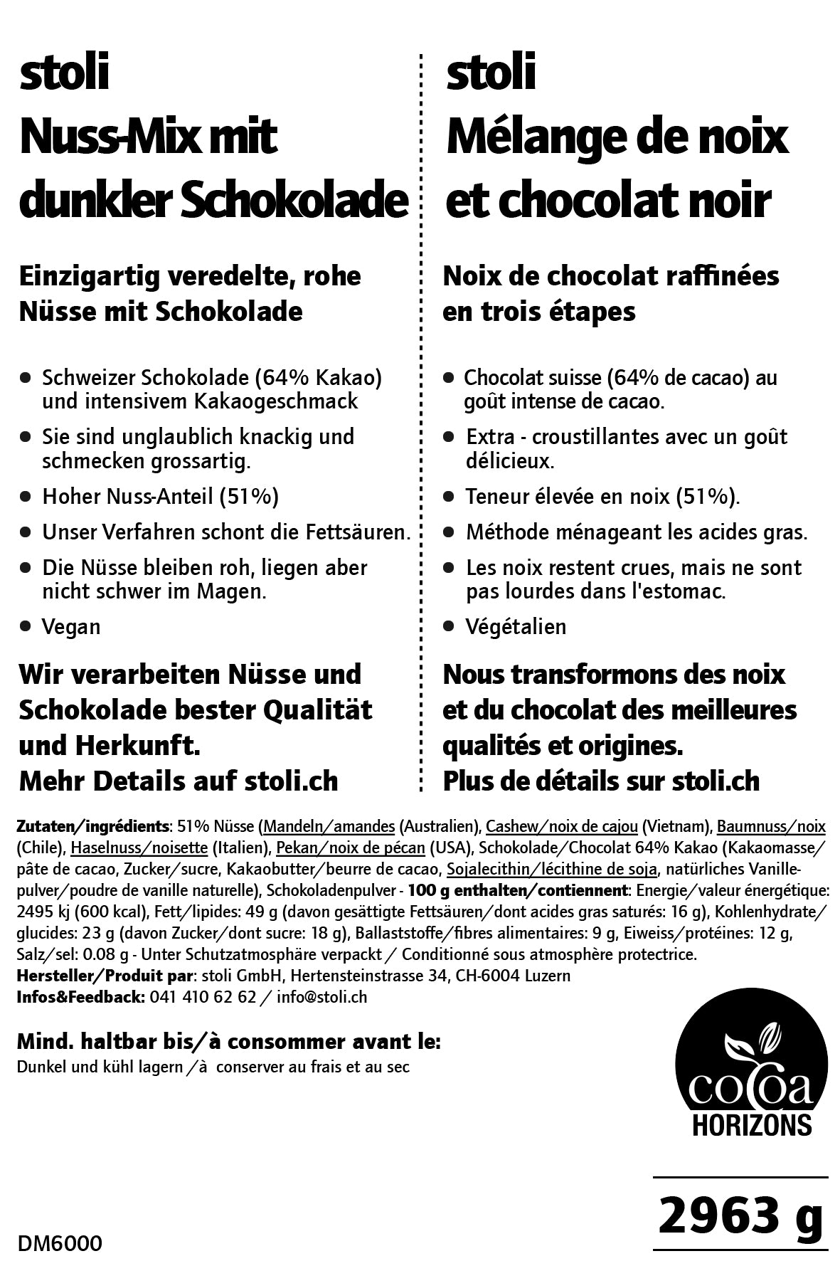 Nuss-Mix mit dunkler Schokolade 2.963 kg