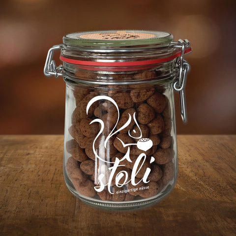 Jar with lid with dark chocolate nuts 430 g DM800